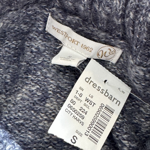 New Westport 1962 Denim Blue Cotton Acrylic Beaded Funnel Neck Sweater Sz Small - Picture 4 of 9